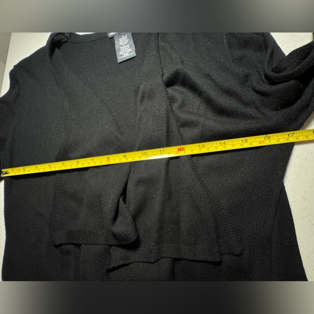 Chelsea & Theodore 40 inches long Black Cardigan Asymmetrical Open Front Large - Picture 7 of 9